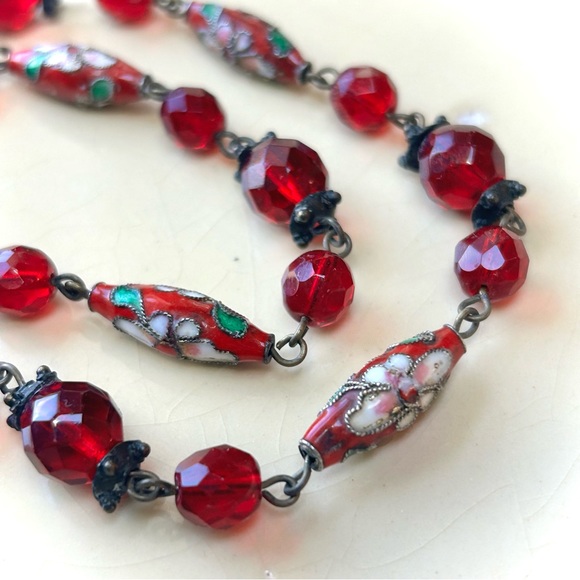 Vintage Cloisonné beaded necklace - Picture 4 of 7